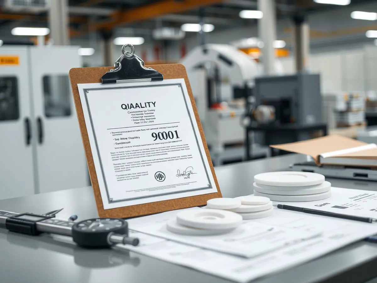 ISO 9001质量管理体系认证证书与工程塑料样品
